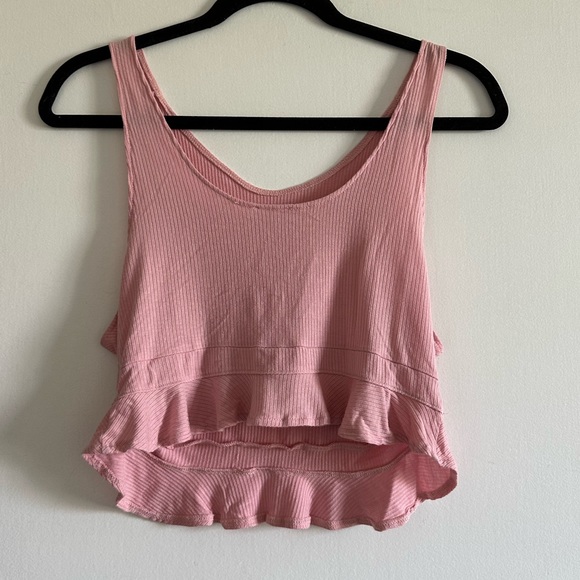 Intimately Free People Light Pink Dainty Ruffle Peplum Tank Top Size Medium EUC - Picture 3 of 7